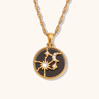 Pendant necklace women's line sun moon stars shells round necklace