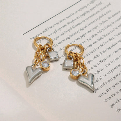 Gold Heart-Shaped Stainless Steel Earrings | Clara Jewelry