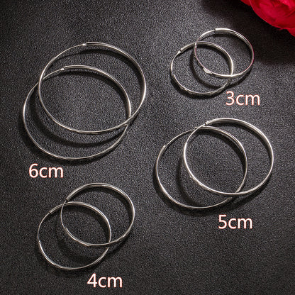 Fashion Silver Earrings  Rhombus Cut-out Hoop Exaggerated Oversized Hoop Ring New Style Earrings for Women