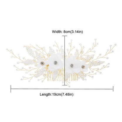 Queenco Gold Bridal Hair Comb Pearl Beads Wedding Hair Accessories Women Headpiece Girl's Hair Vine Party Hair Jewelry