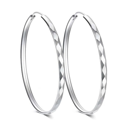 Fashion Silver Earrings  Rhombus Cut-out Hoop Exaggerated Oversized Hoop Ring New Style Earrings for Women