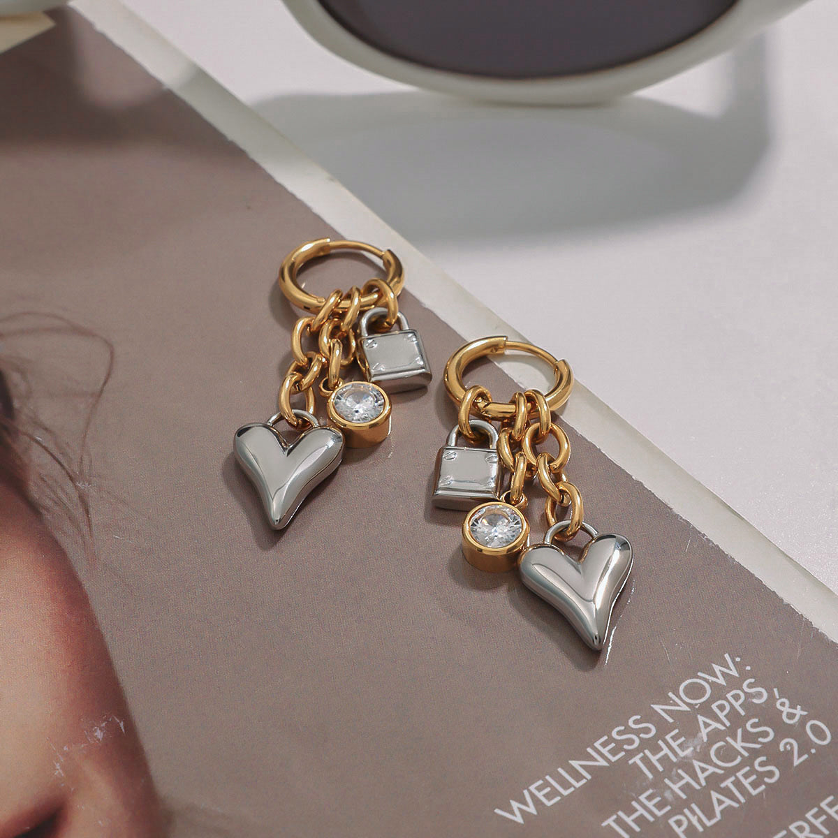 Gold Heart-Shaped Stainless Steel Earrings | Clara Jewelry