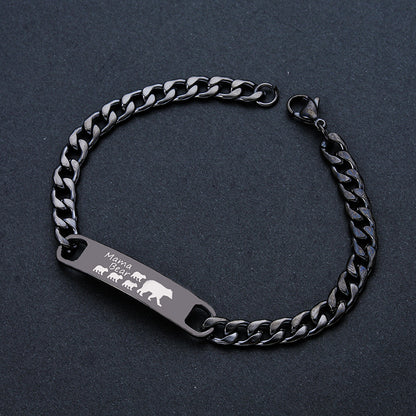 Customized 3-5 days Stainless steel Mama Bear Mother's Day gift engraved titanium steel bracelet