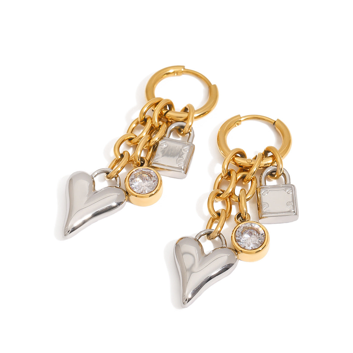 Gold Heart-Shaped Stainless Steel Earrings | Clara Jewelry