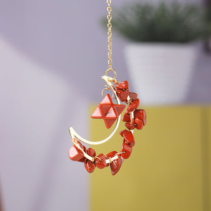 Natural crystal broken stone moon pendant Melkaba DIY woven wind chime pendant decoration crystal ornament gift