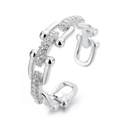 Micro inlaid zircon chain splicing ring