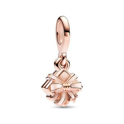 Pan Jiazhu Rose Gold Openable Birthday Gift Box Pendant Bow Ribbon Cute Gift Accessories