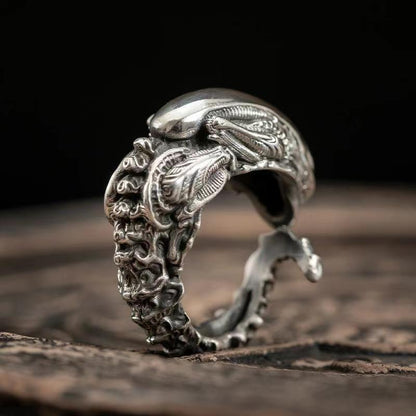 Retro Creative Irregular Ring Minimalist Cool Style Thai Silver Index Finger Ring Fashion Simple High-Grade Adjustable Ring
