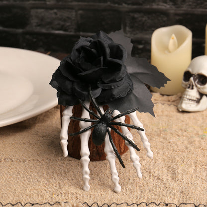 Halloween Ghost Hand Black Rose Spider Hair Clip, Skull Hand Hair Accessory, Horror Costume Party Decoration