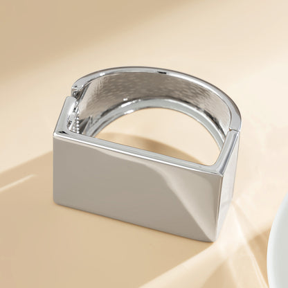 Retro personalized metal square mirror bracelet with frosted curve bracelet